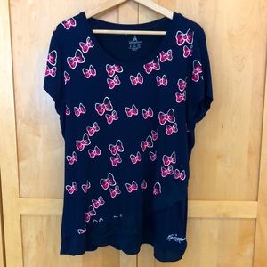 Disney Parks Minnie Mouse Bow Navy Blue Blouse